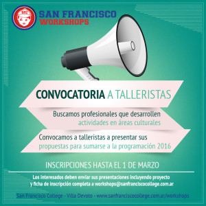 Flyer Convocatoria a Talleristas - Programacion 2016